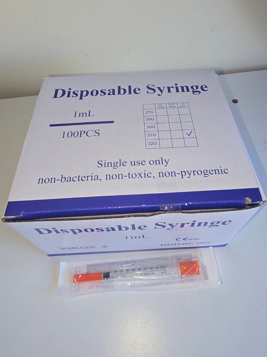 1mL 31G 6mm Disposable Syringes – Box of 100 - Australian-peptide