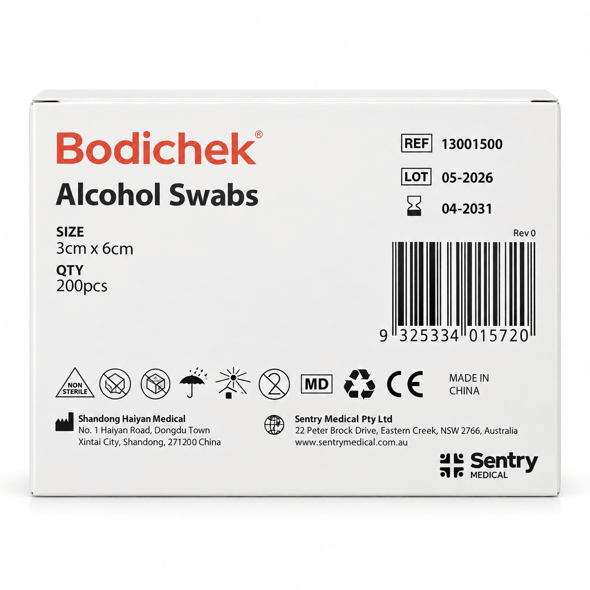 Bodichek Alcohol Swabs 200 Pack | 70% Isopropyl Alcohol - Australian Peptide